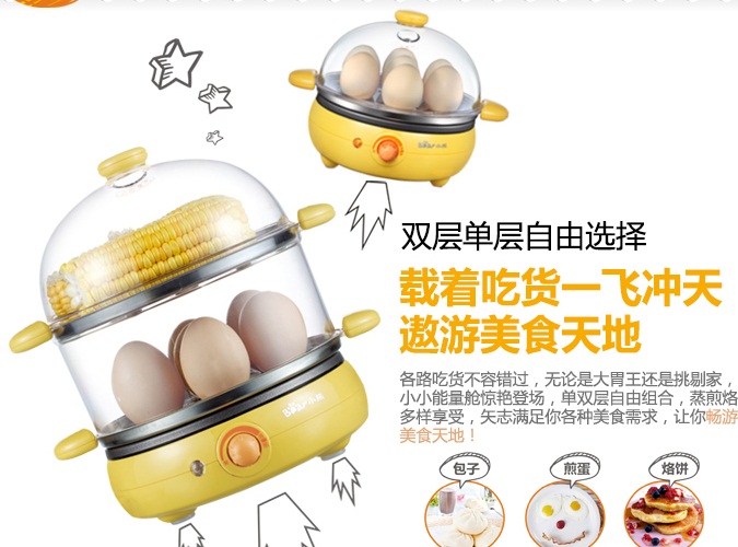 小熊ZDQ-2191煮蛋器双层全不锈钢多功能蒸鸡蛋器